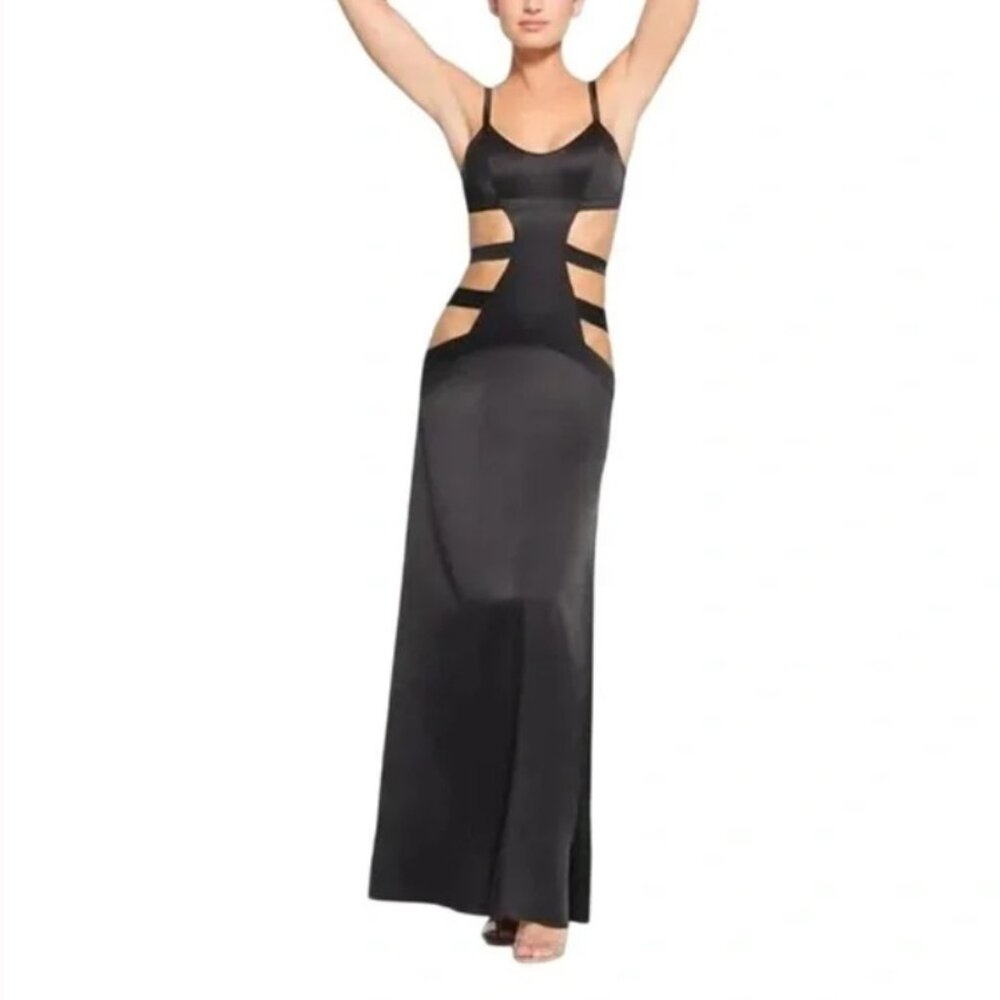 SKIMS Sand Washed Silk Strappy Slip Dress Onyx 2X NWT